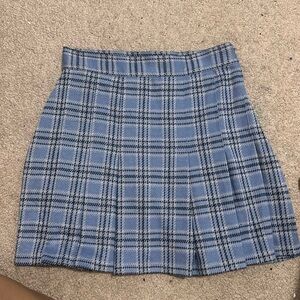 Free People Honey Plaid Pleated Blue Mini Skirt size 4. New without tag